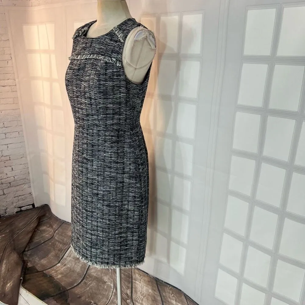 J crew navy sleeveless tweed sheath dress size 6 - Image 3