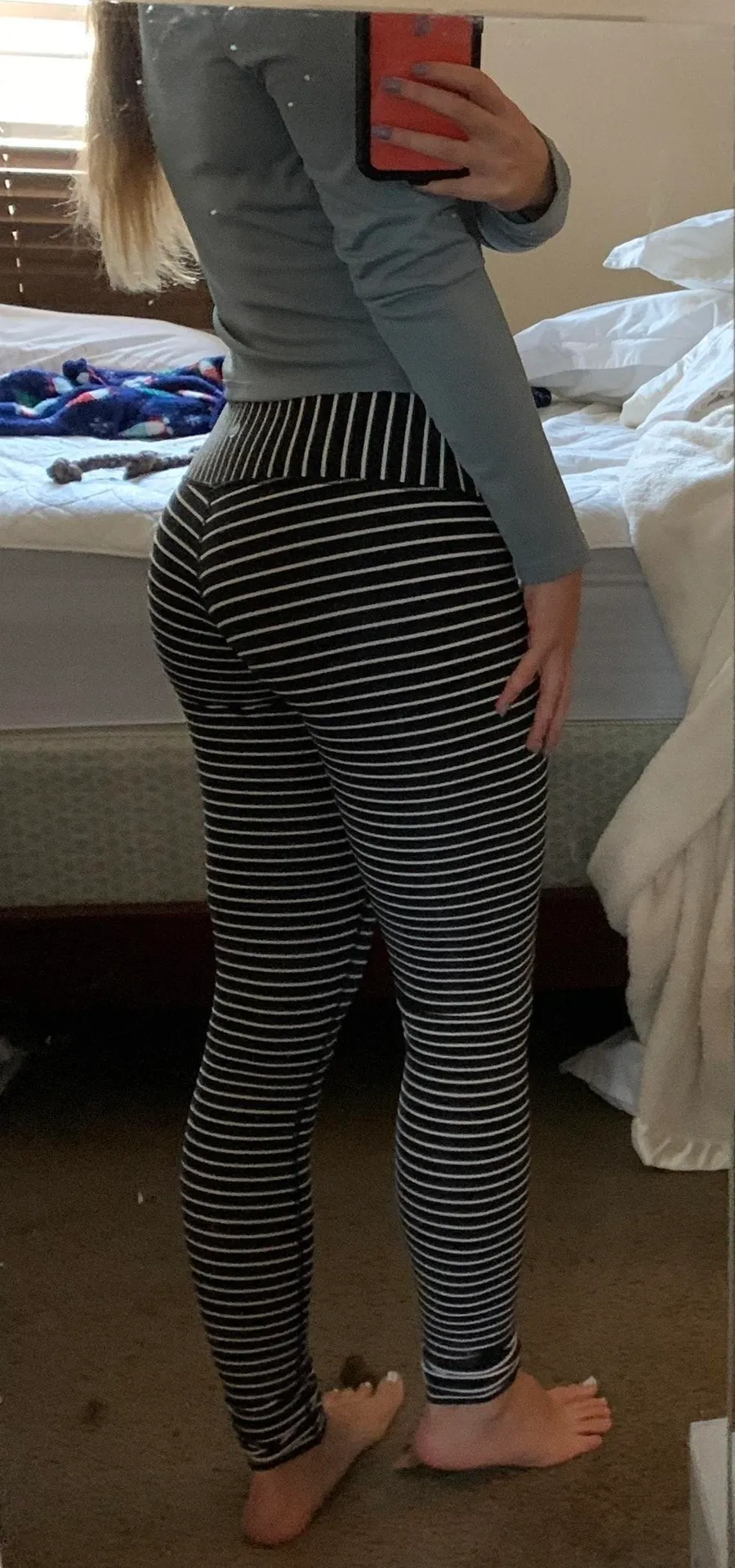 Lululemon Black And White Stripped Leggings - Image 2
