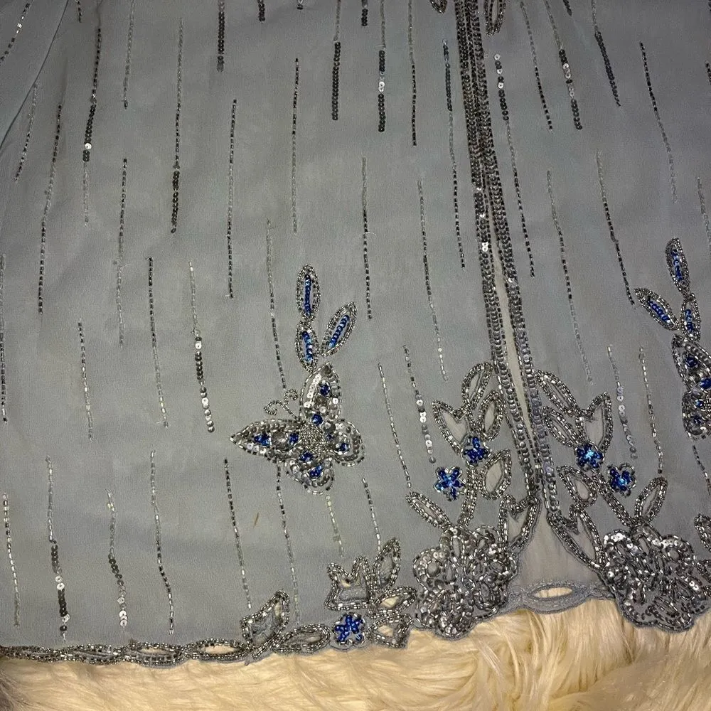 Midnight velvet powder blue sequin open blouse sz 3X - Image 4