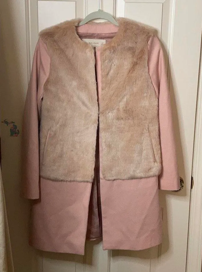 Pink Wool Fur Peacoat small - Image 7