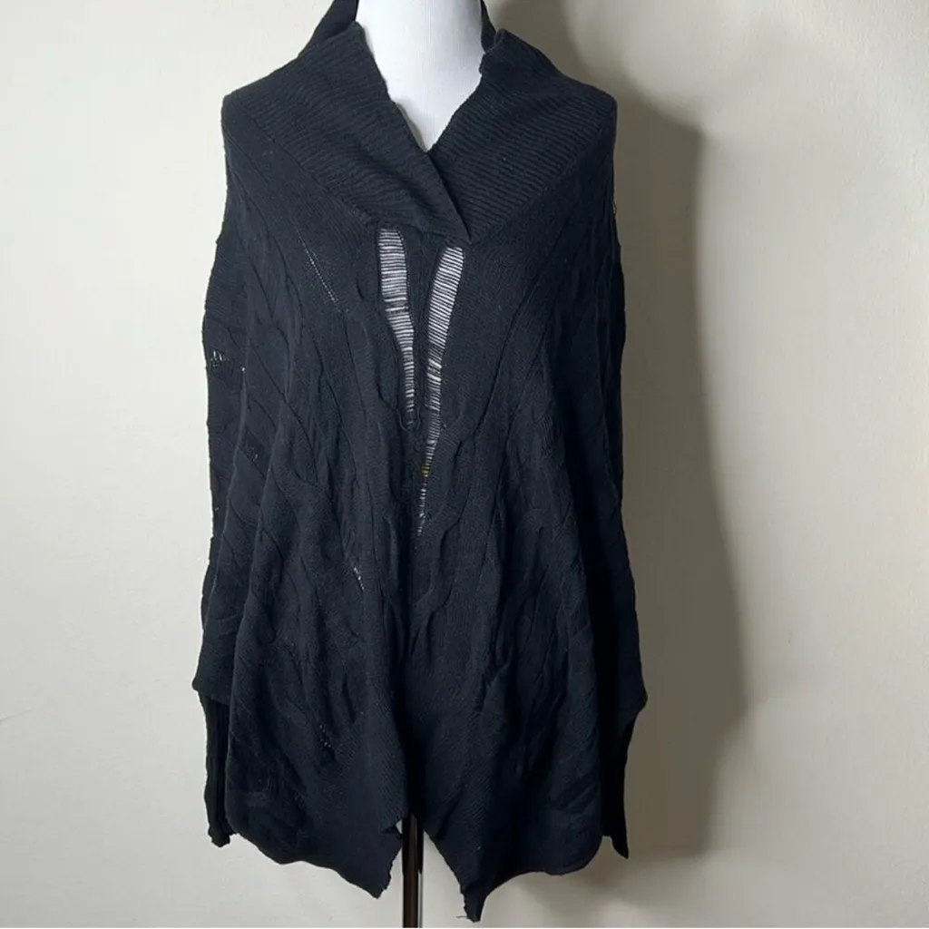 Barney’s New York Vintage Black Open Neck Cable Knit Sweater - Image 5