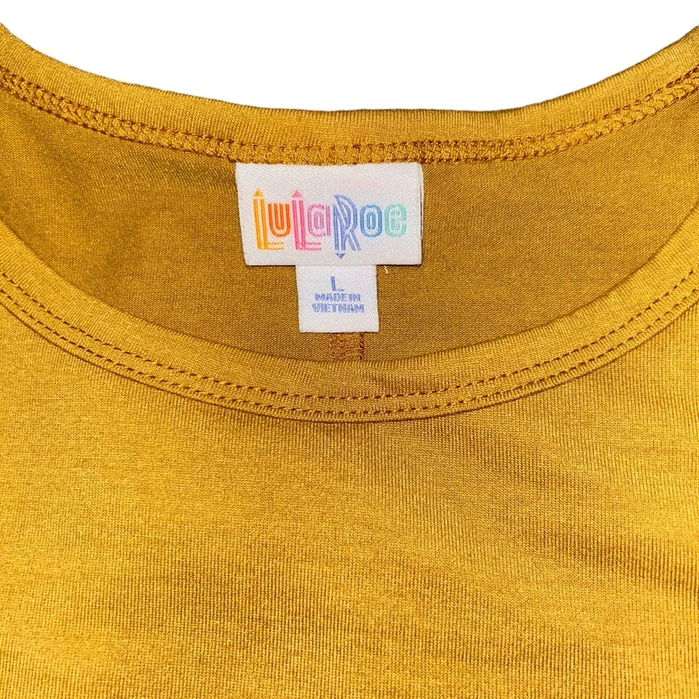 Lularoe Carly Hi Low Yellow Short Sleeve Pull On dress size large - Image 4