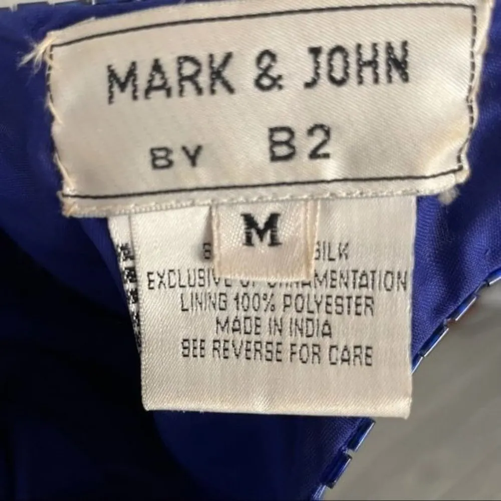 Vintage Sequin mark and John by B2 silk dress size medium formal ball gown eveni Blue - Image 7