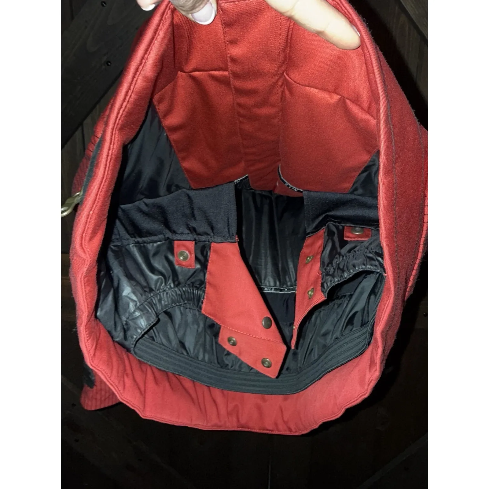 NILS Insulated Women's‎ 14 Dark Red Ski Jacket Black Top Stitch Removable Hood Size 14P - Image 8