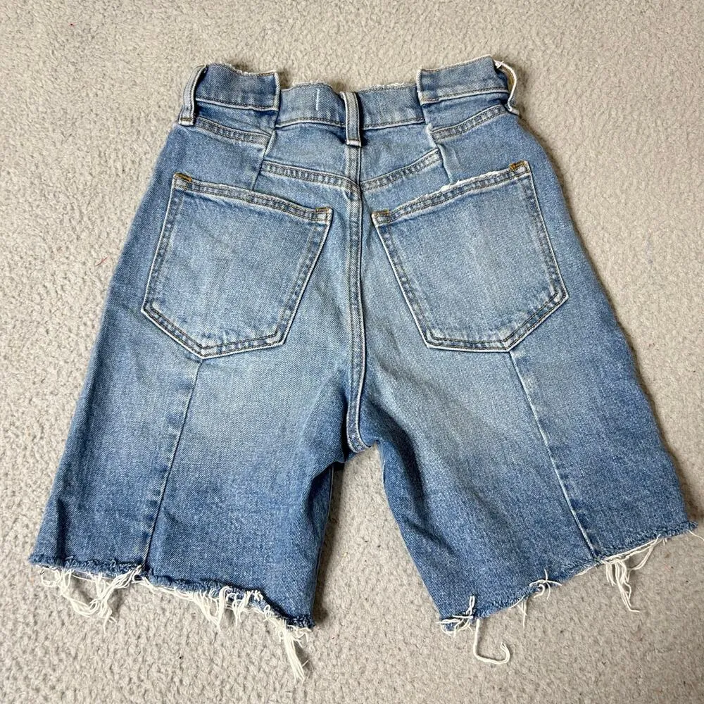 Abercrombie & Fitch Jean Shorts Womens 24 Blue The 7" High Rise Denim Dad‎ Short - Image 2
