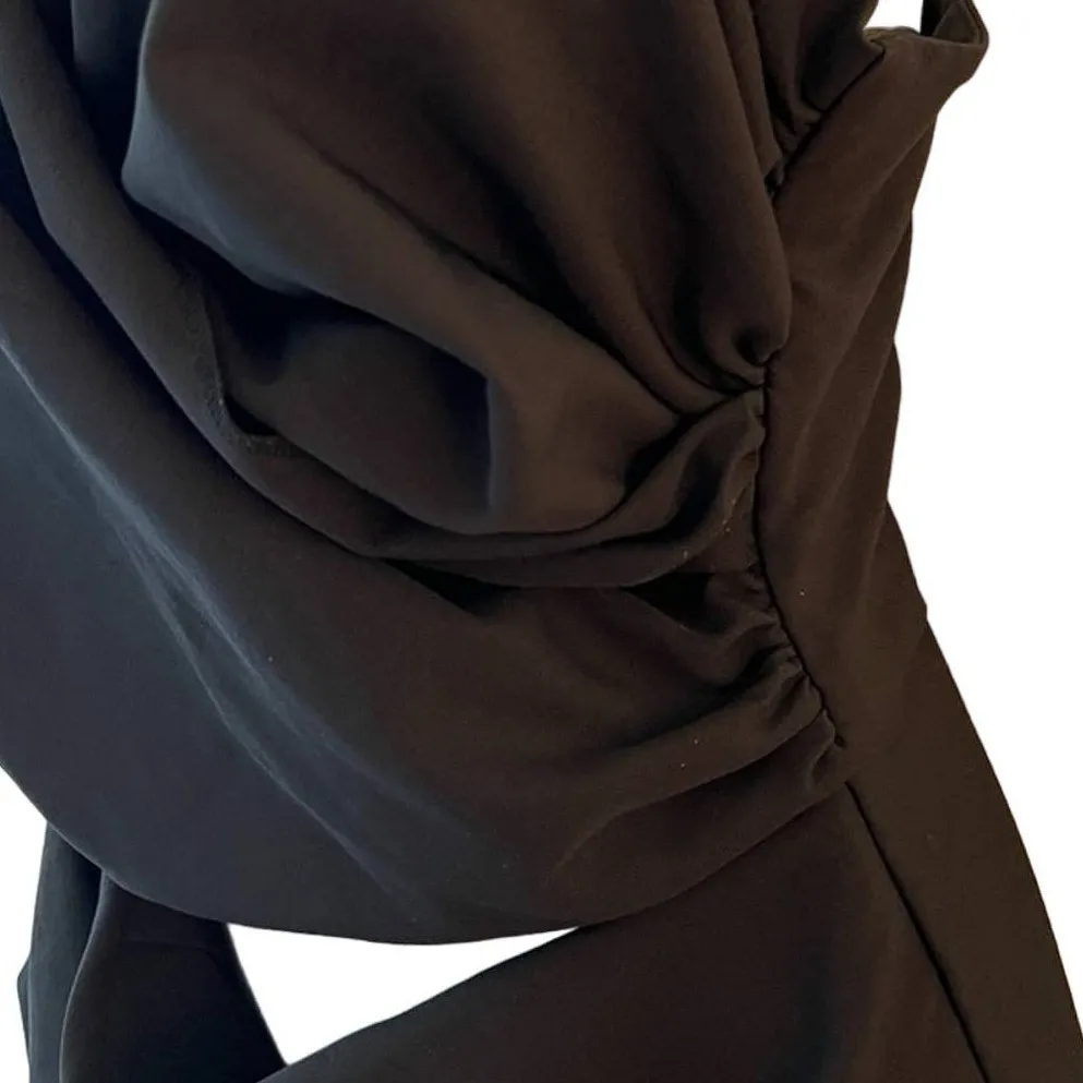 Zara Midriff Cut Out Black Mini Spaghetti Strap Dress size L Sexy Party LBD - Image 12