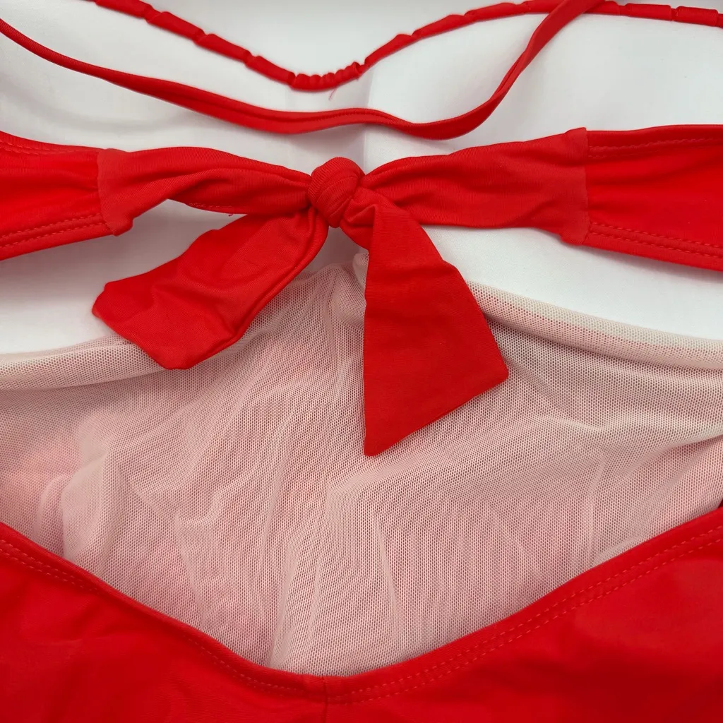 ekouaer red Vintage/retro Inspired One piece Monokini swimsuit women's 16 NWT - Image 5