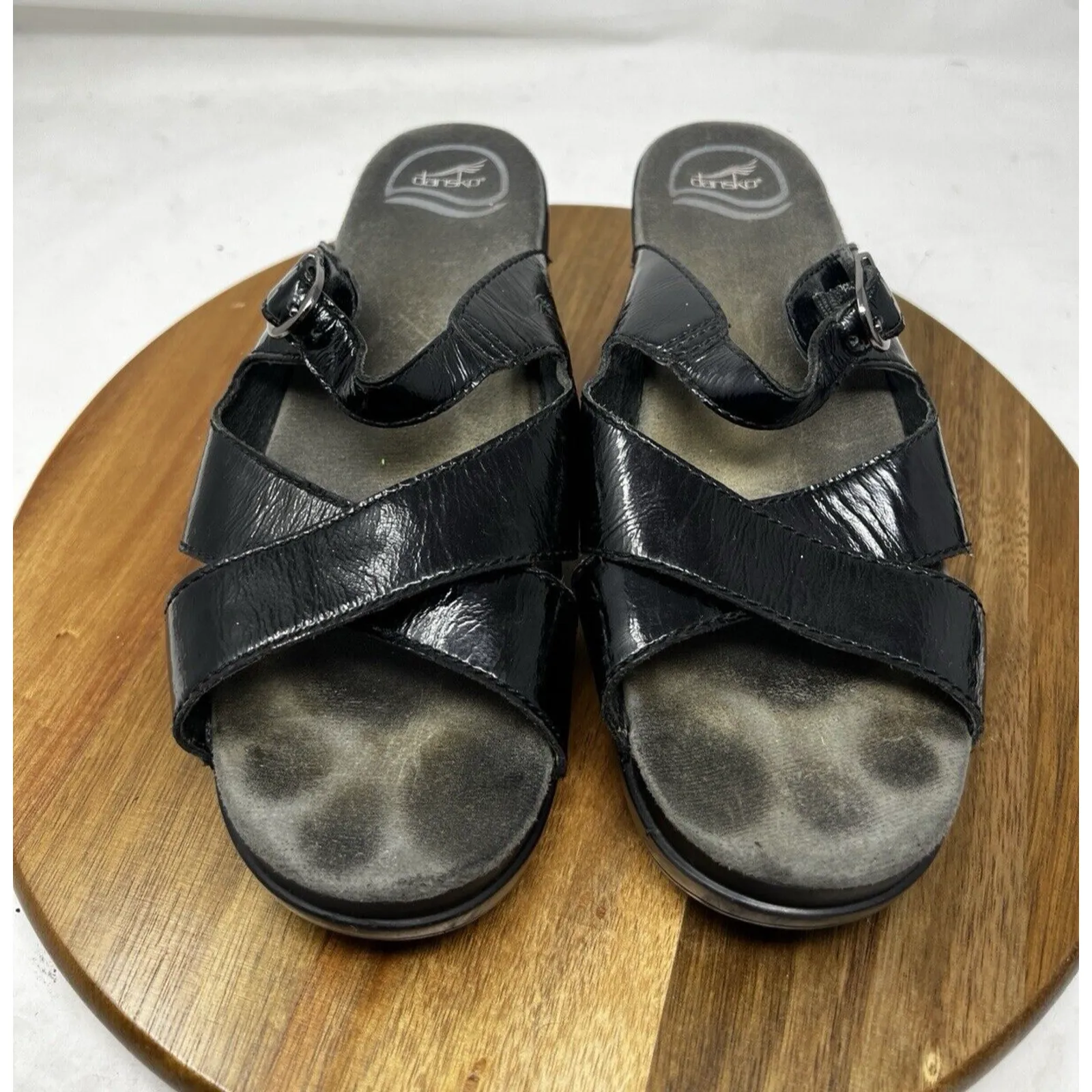 Dansko Sandals Womens 40 9.5 Sela Patent Leather Buckle Comfort Black‎ Clog - Image 5