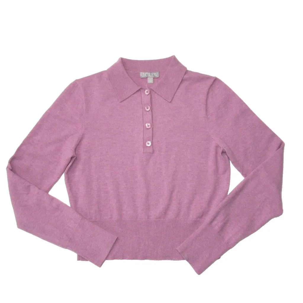 NWT J.Crew Featherweight Cashmere-blend Polo Shirt in Heather Petunia Sweater S - Image 2