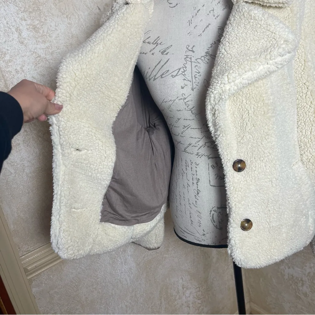 Free People Joplin Cozy Faux Sherpa Fur Jacket in Ivory Winter snow cozy Size S - Image 13