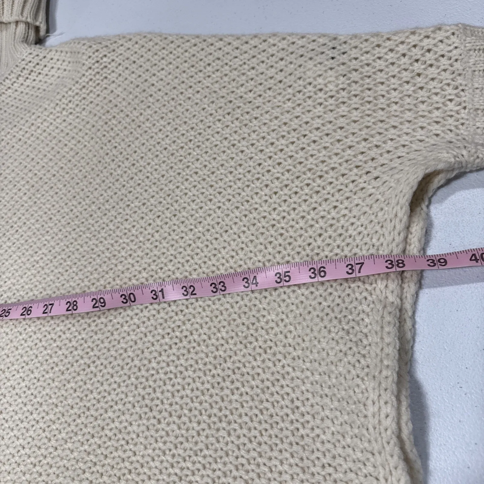 Shein Womens Turtleneck Batwing Sleeve Knit Poncho Size 6 Beige Sweater Relaxed - Image 9