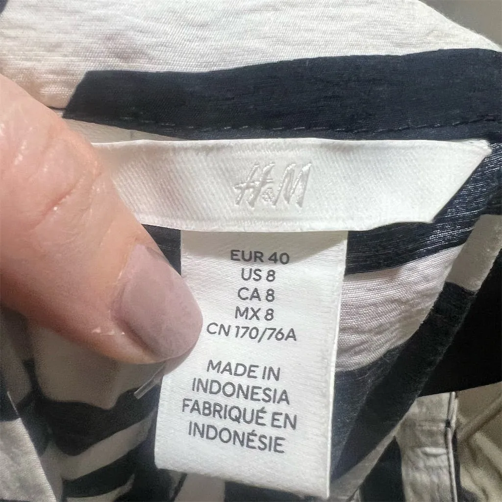 H&M Women's Size 8 Geometric Wide-Leg Pants Black & White Casual - Image 5