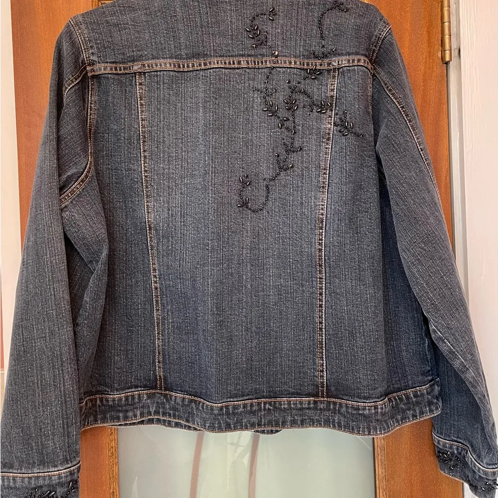 Venezia Woman Plus Dark Wash Embellished Beaded Cotton/Spandex Jean Jacket 18/20 Size undefined - Image 5