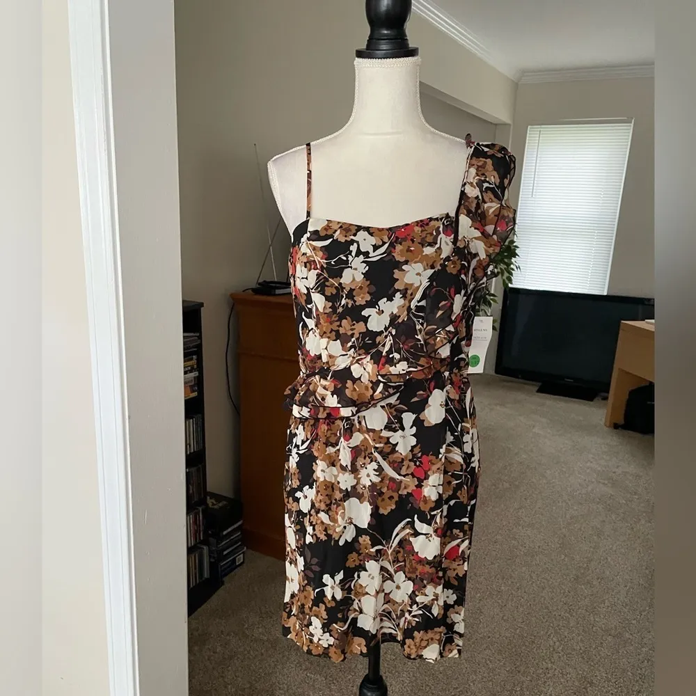 Alyn Paige Floral Print Dress With Ruffle Sleeves NWT Sz 12 Knee Length - Image 4