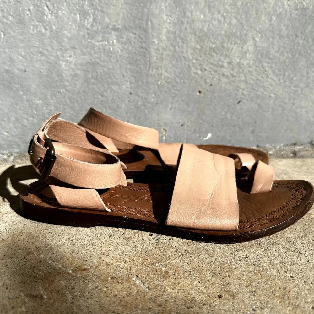 Free People Rose Torrence Sandal Flats Strappy Open Toe Buckle Nude US 6.5 EU 37 - Image 3