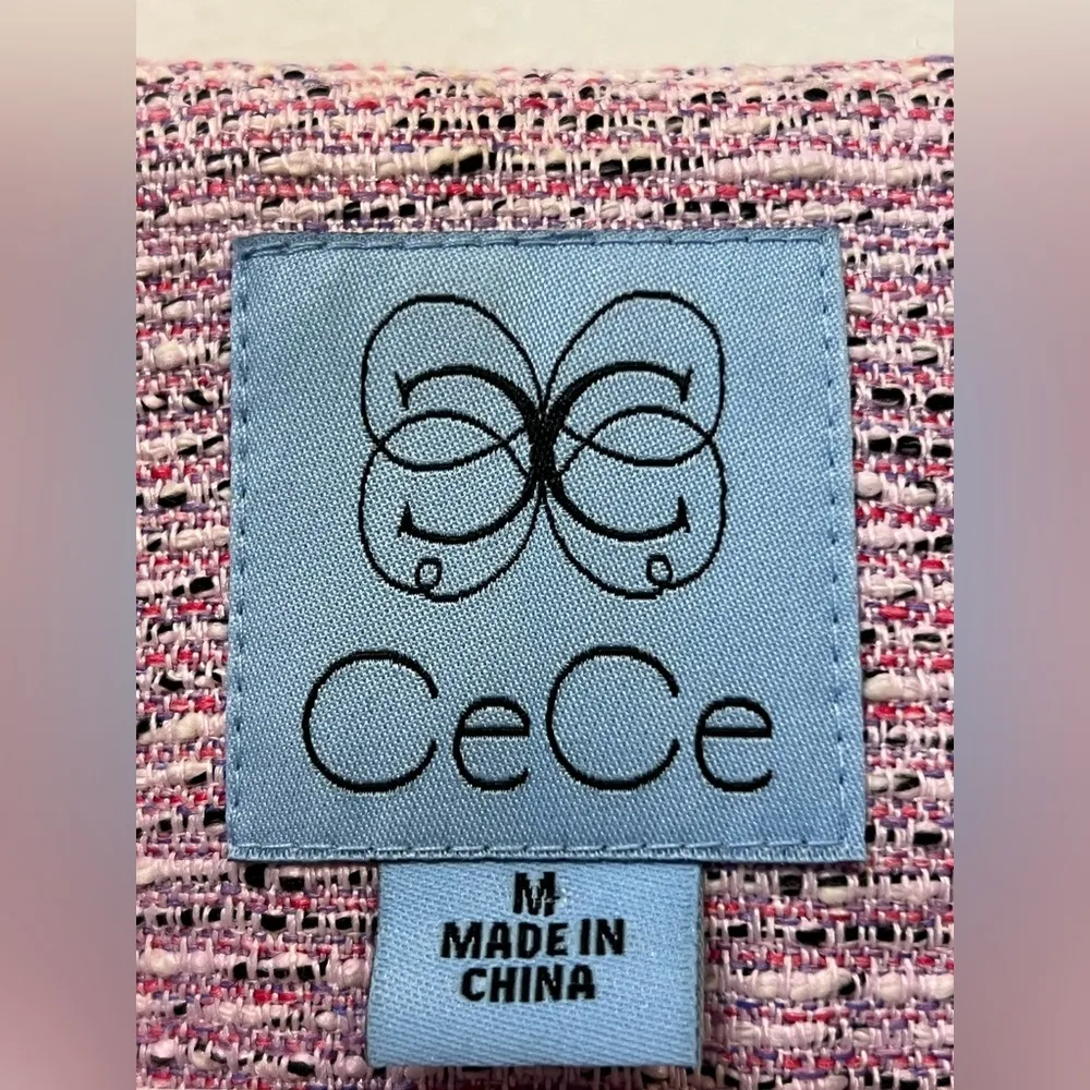 CECE Tweed Collarless Jacket Size Medium - Image 2