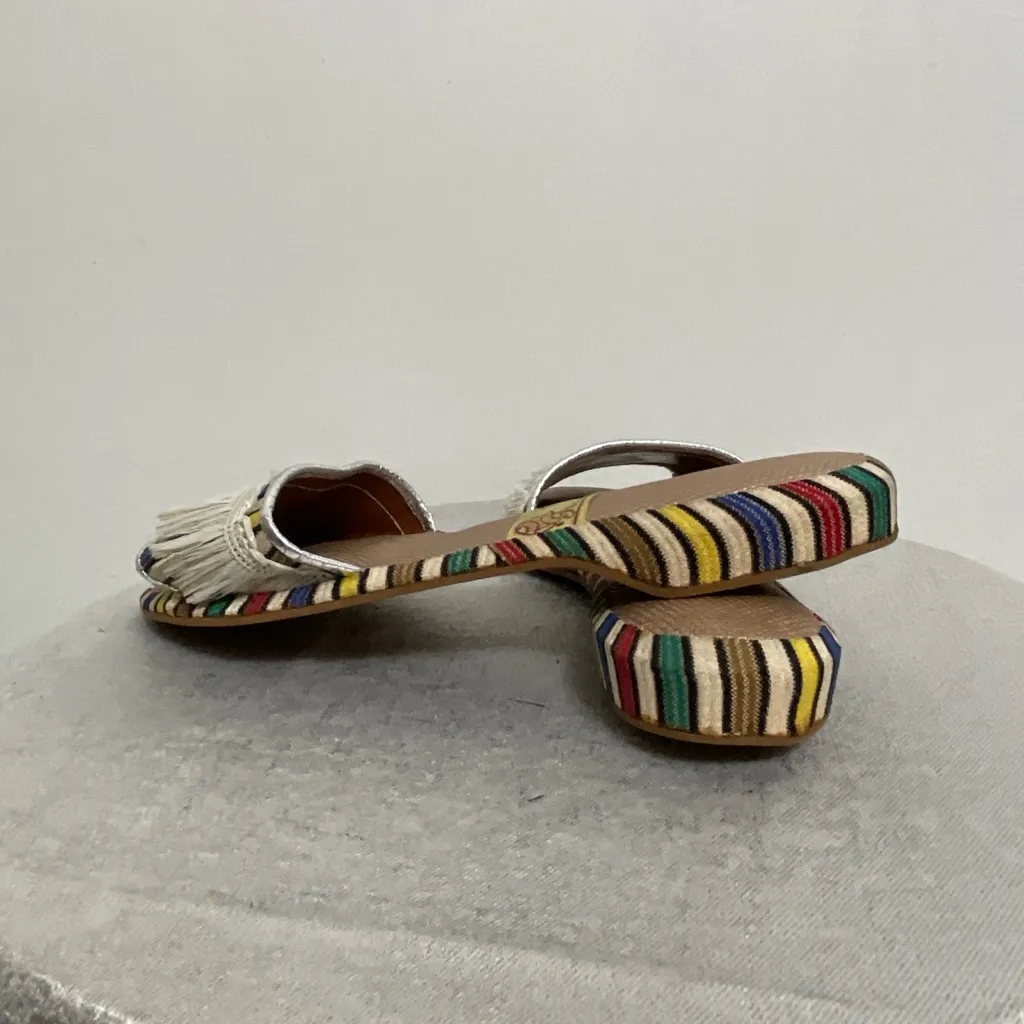 Fix Flex Multicolor Fringe Slide Sandals | Handmade Boho Woven Flats(B50) Size 5 - Image 6