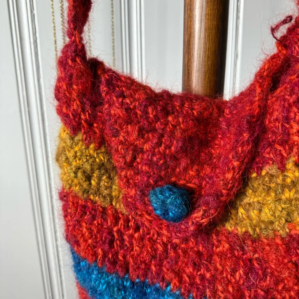 Handcrafted Mohair Multicolor Knit Sling Hobo Shoulder Bag - Image 2