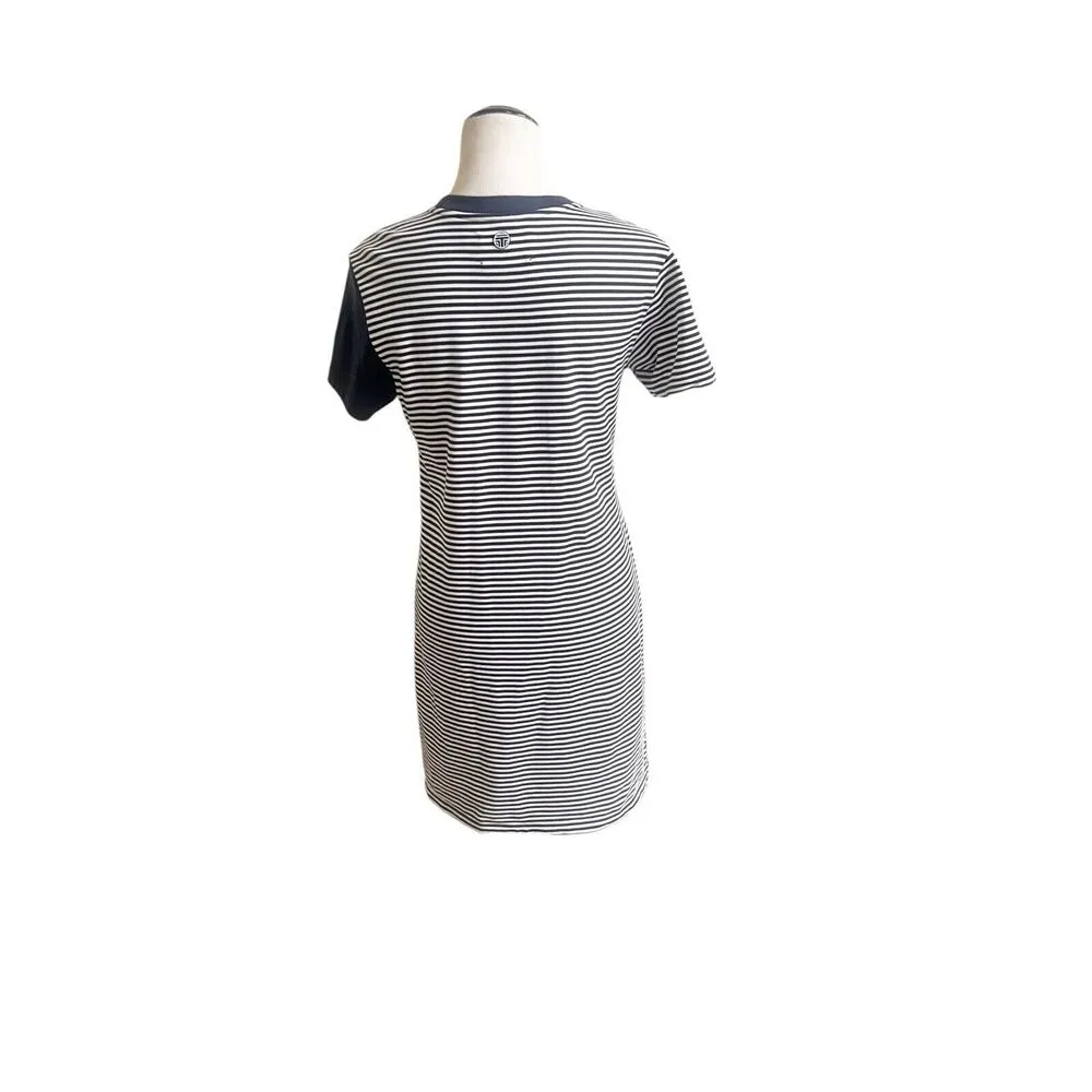 Tory Sport Mini Dress Size Medium Navy White Striped Athletic Wear Designer - Image 2