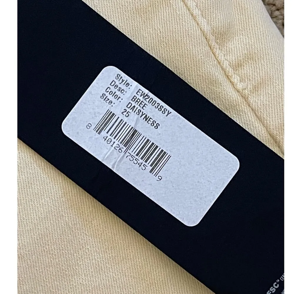 Edwin Endurance Mid Rise Bree Skinny Jeans Raw Hem Daisyness 25 x 26 NWT FLAW Yellow - Image 3