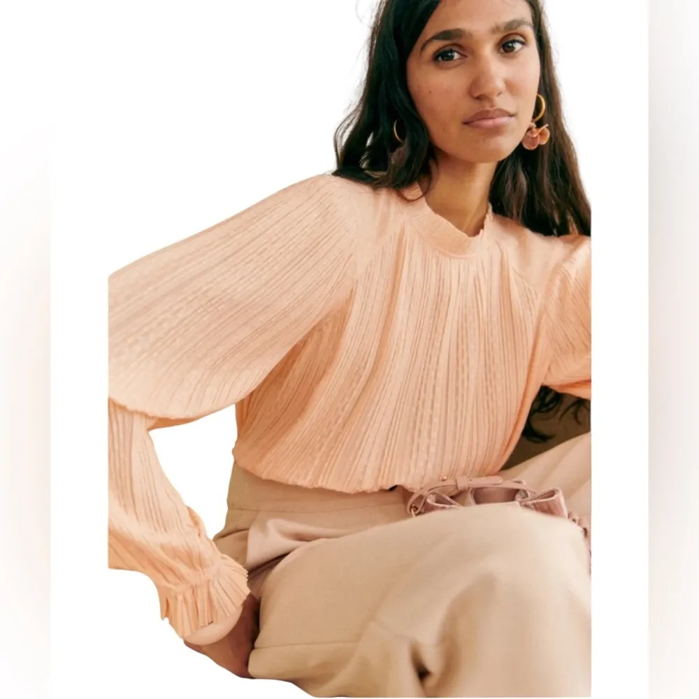 Sézane - Sibie Blouse Pink Pleated Long Sleeve Size 34 (US 2/XS) - Image 2