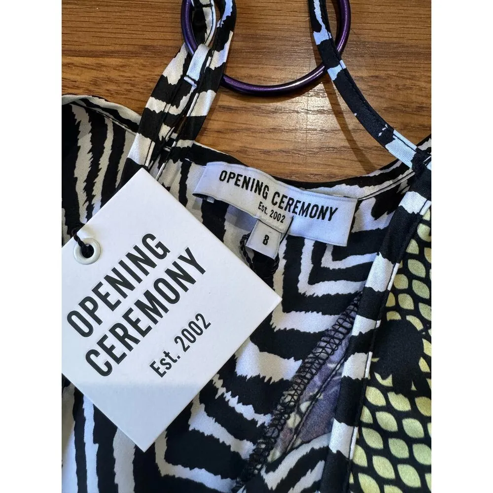 OPENING CEREMONY Sleeveless Floral Zebra Silk Dress size 8 / M - Image 11