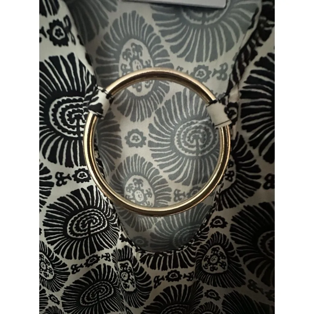 NWT Anthropologie Solid & Striped Embellishes Ring Printed Satin Kaftan Sz S - Image 8