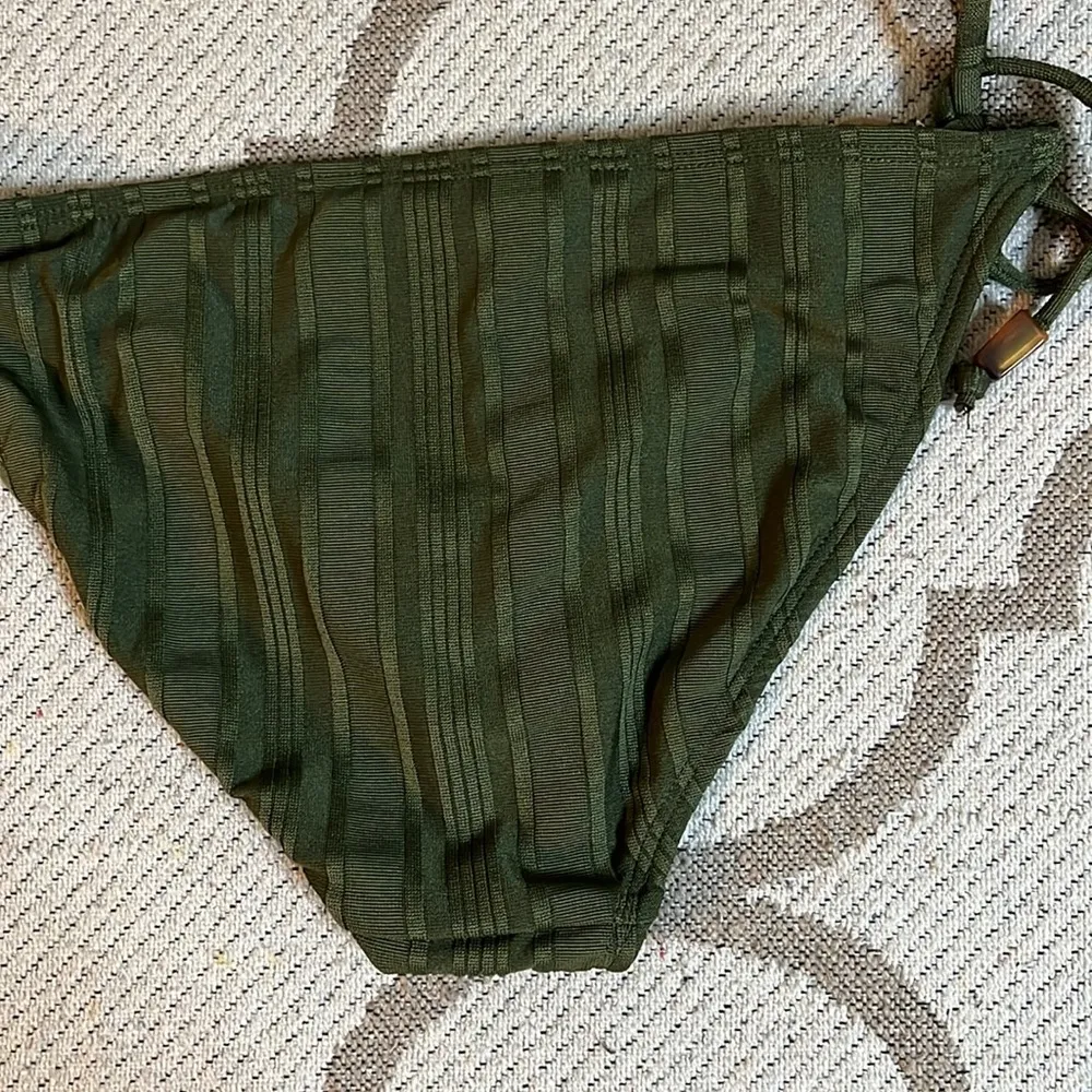 Shoshanna side tide army green striped bikini bottoms - Image 14