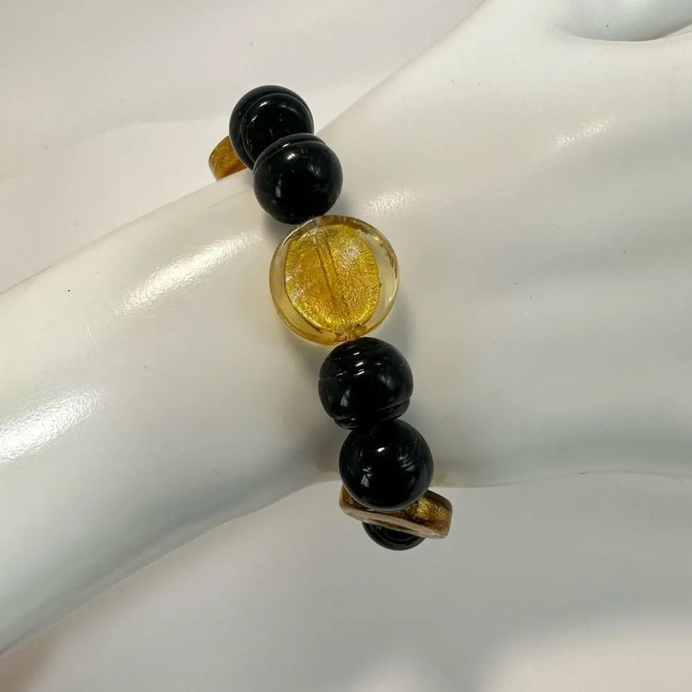 Black and yellow stretchy beaded bracelet Yellow - Image 3