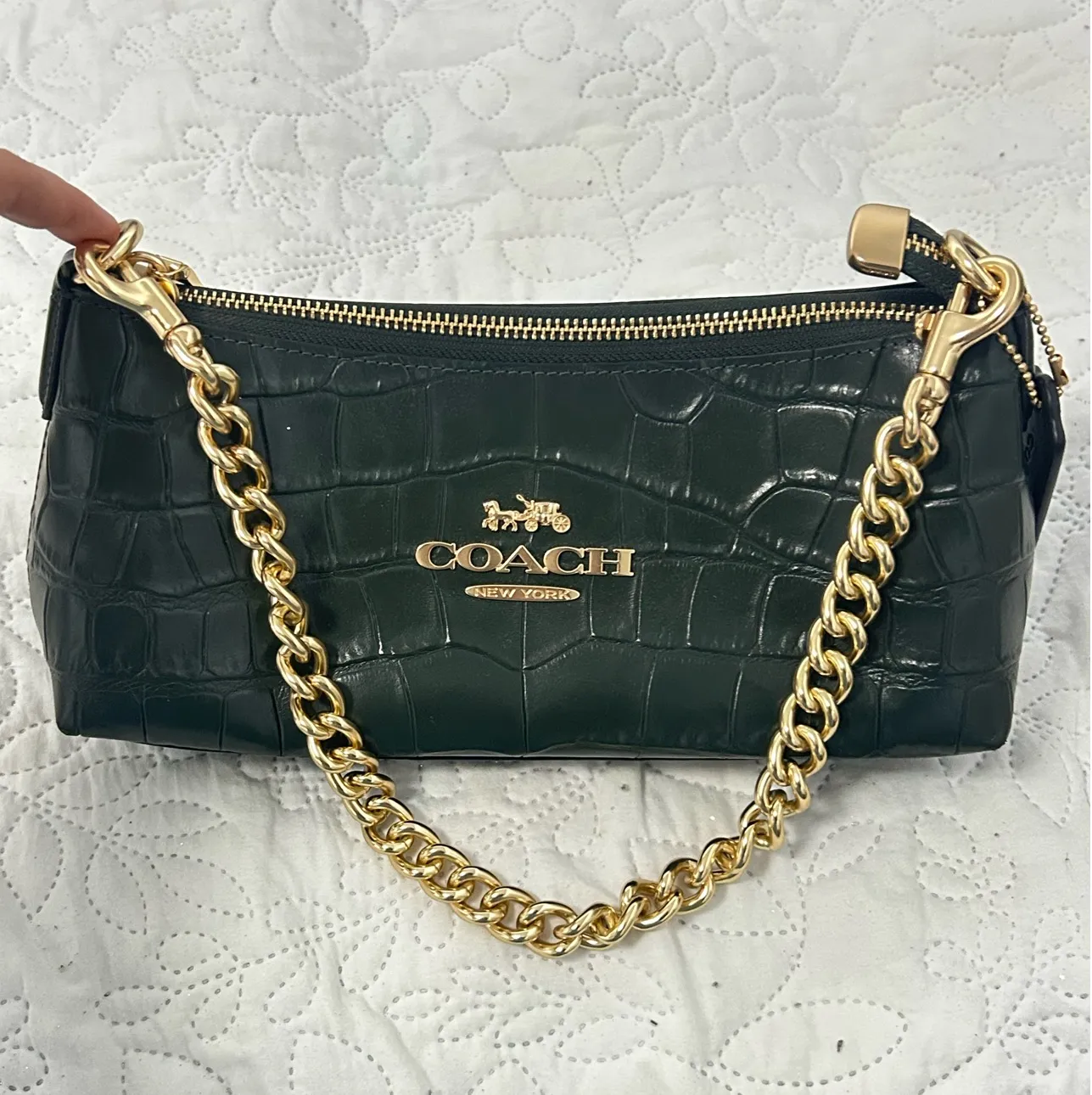 Coach Leather Dark Green Shoulder Bag - Image 3