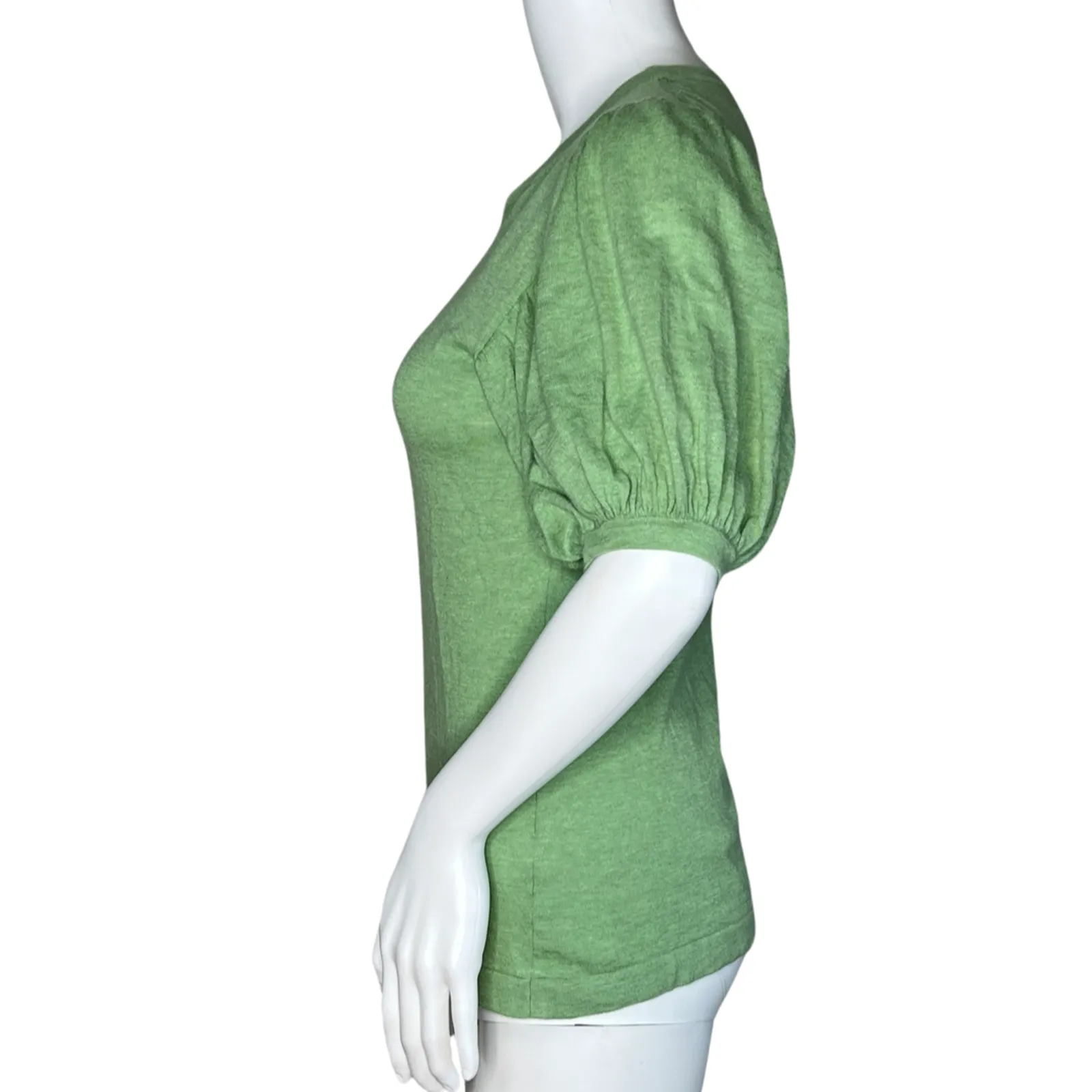 Banana Republic Sweater Women Small Green Puff Sleeve Cashmere Angora Minimalist - Image 3
