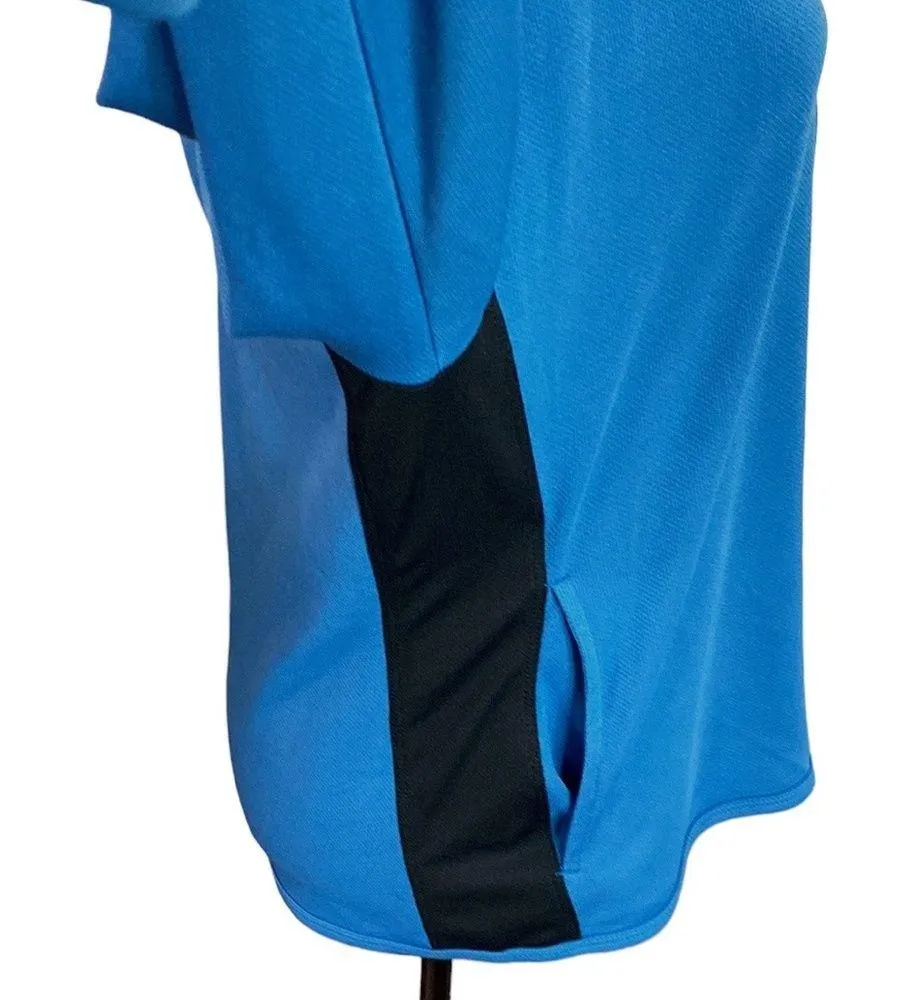 Nike athletic hooded mesh fabric half zip jacket  in storm blue black size M - Image 7