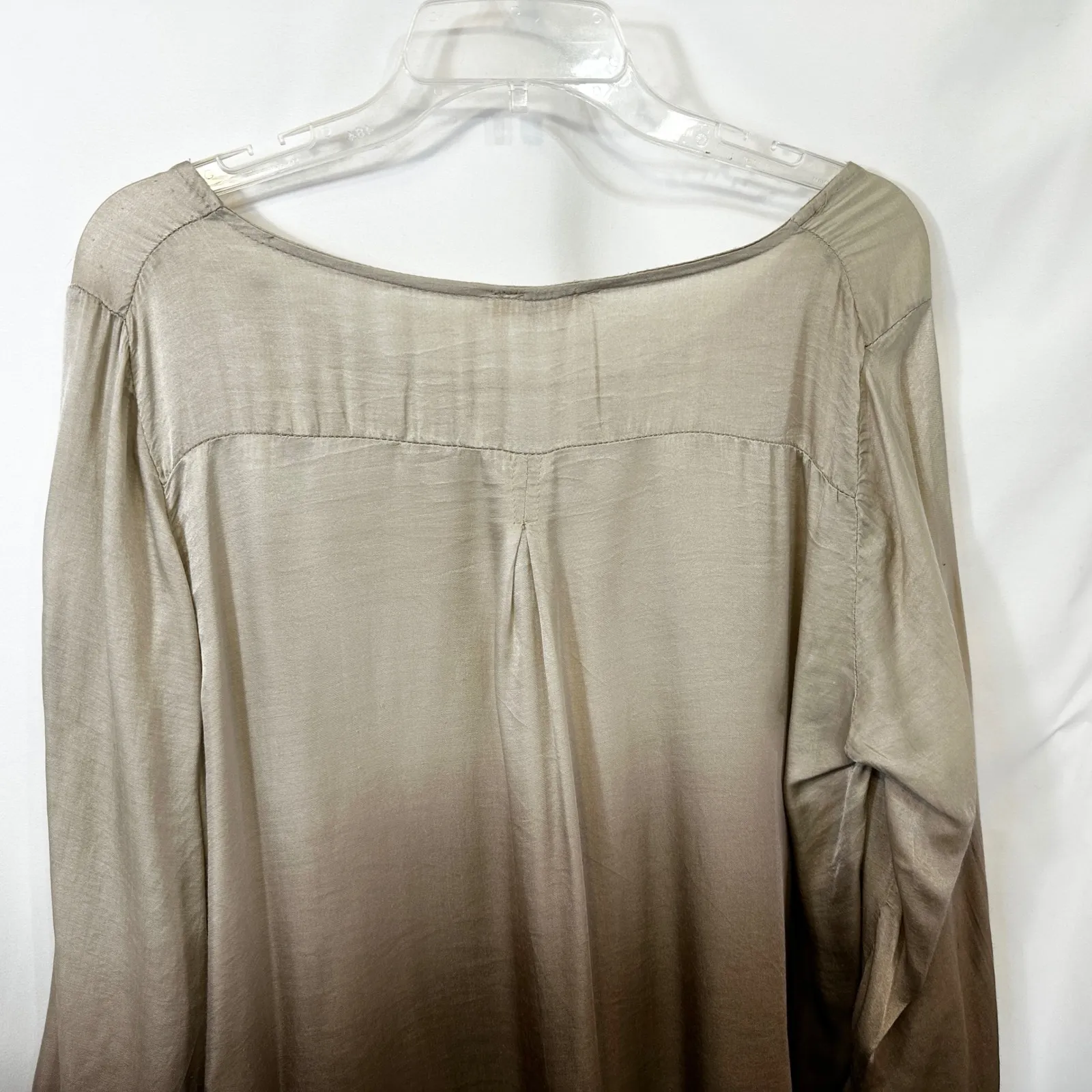 Prontomoda Giusy XL Top Ombre Silk Italy Quiet Luxury Old Money Dip Dye 1769 Tan - Image 7