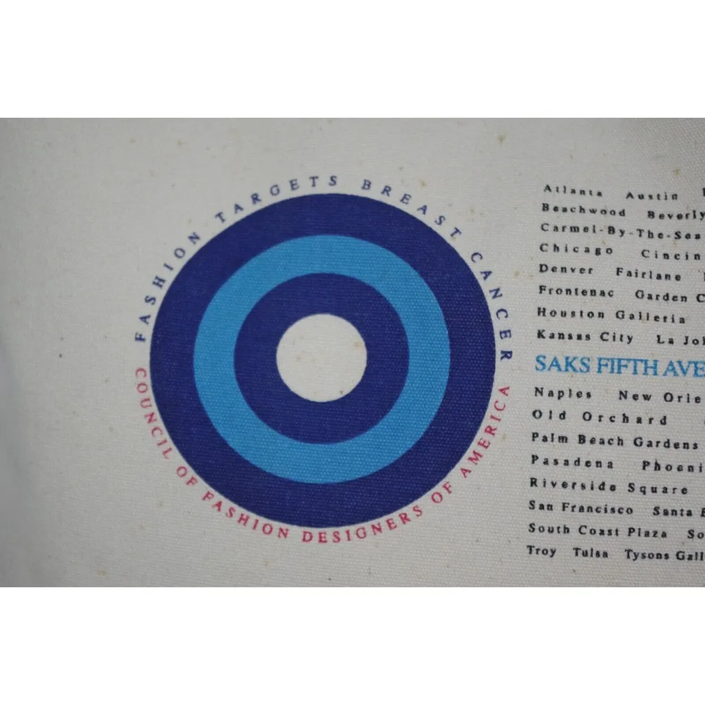 1999 Fashion Targets Breast Cancer Saks Fifth Ave Cloth Tote - Image 8