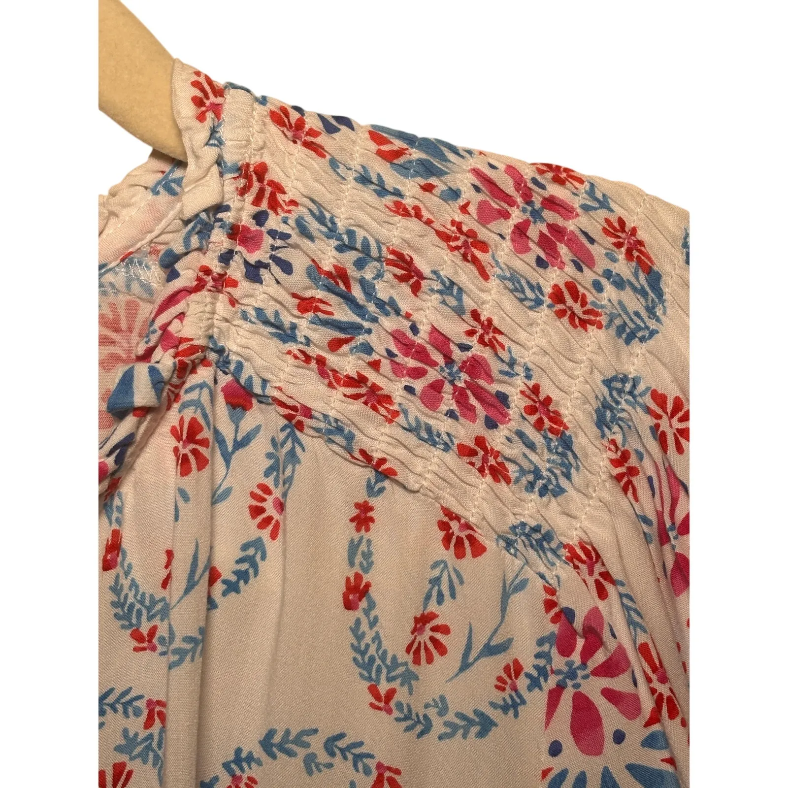 Talbots Scandinavian Floral Peasant Top Ruching Elastic Cuff Womens Size XLP - Image 3