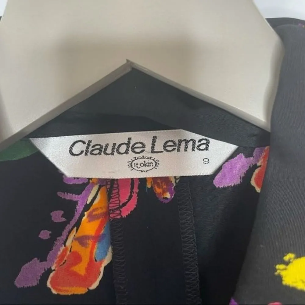 Rare vintage Claude Lima rainbow watercolor zebra dress short sleeve midi size 9 Pink Size M - Image 4