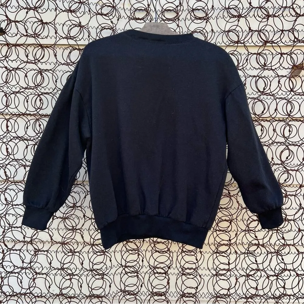 Vintage 90s nutcracker ugly Christmas Tree Presents embroidered sweatshirt SMALL Black - Image 4