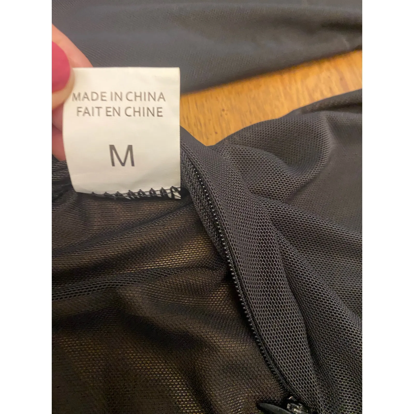 NWT Avidlove Sheer Black Mesh‎ Zip Front Long Sleeve Bodysuit Medium Baddie Goth - Image 4