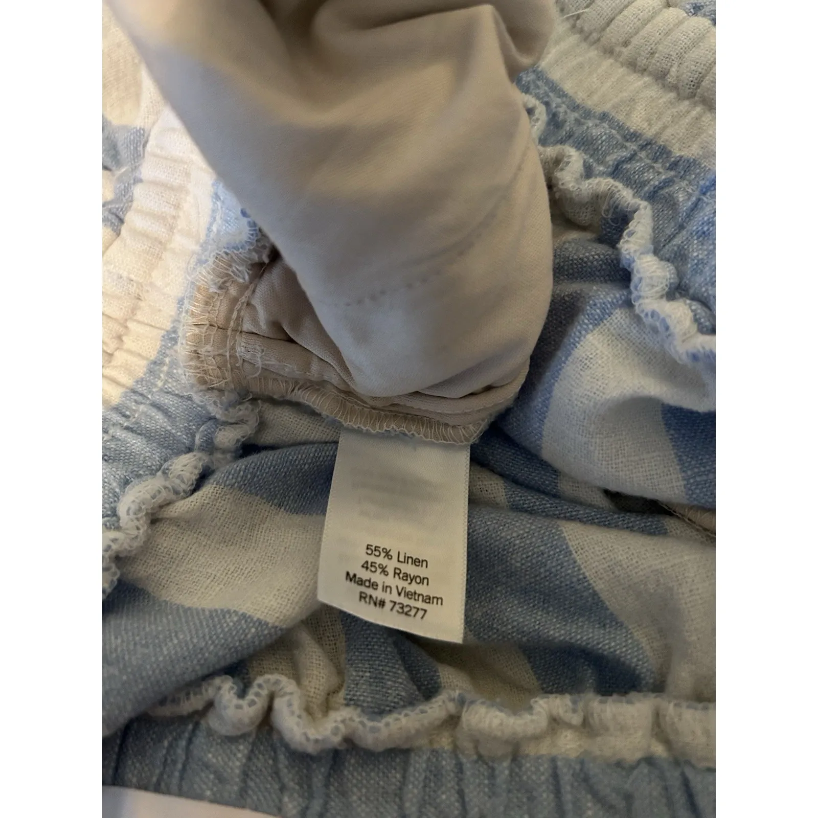 Lauren Conrad Pants Women's Large Blue White Stripe Linen Wide Leg Flowy Crop - Image 7