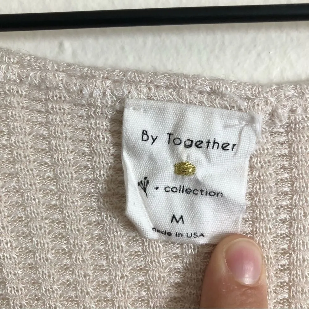 By Together Collection Long Sleeve Silk Paisley Waffle Knit Wrap Tie Blouse Top - Image 2