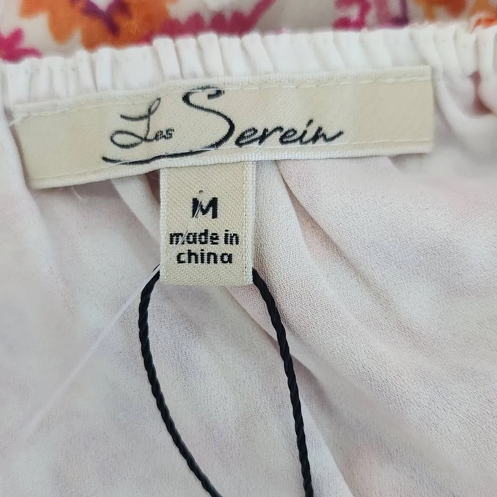 Les Serein Pink and Orange Paisley Smocked Top NWT Size Medium Flowy Paisley Top - Image 6