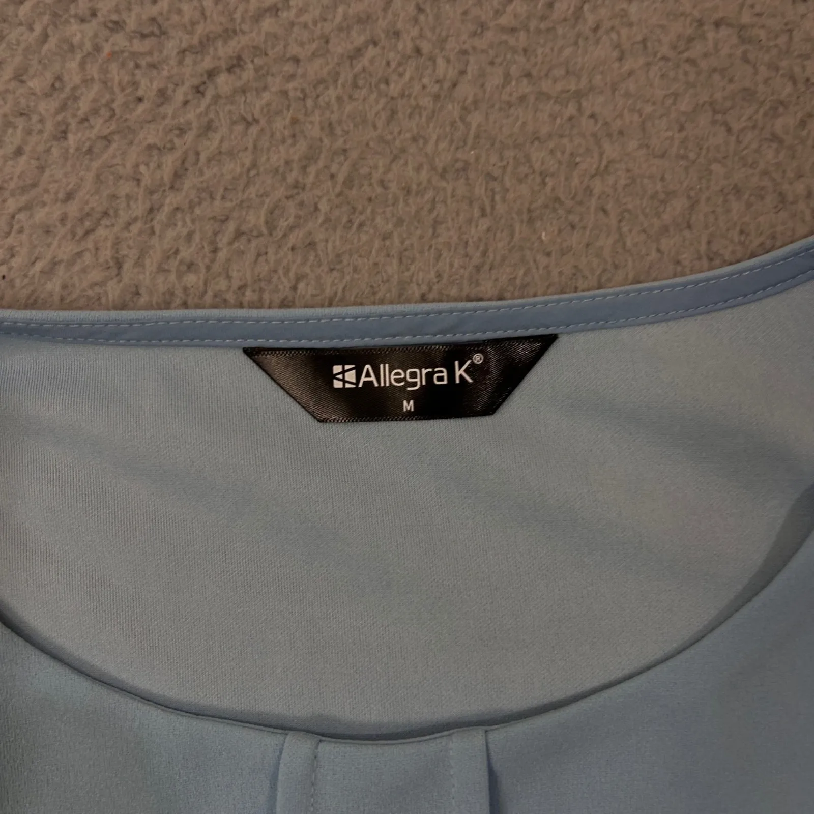 NEW Allegra‎ K Blouse Top Womens M Blue Cap Sleeve Peplum Pleated Office Casual - Image 4