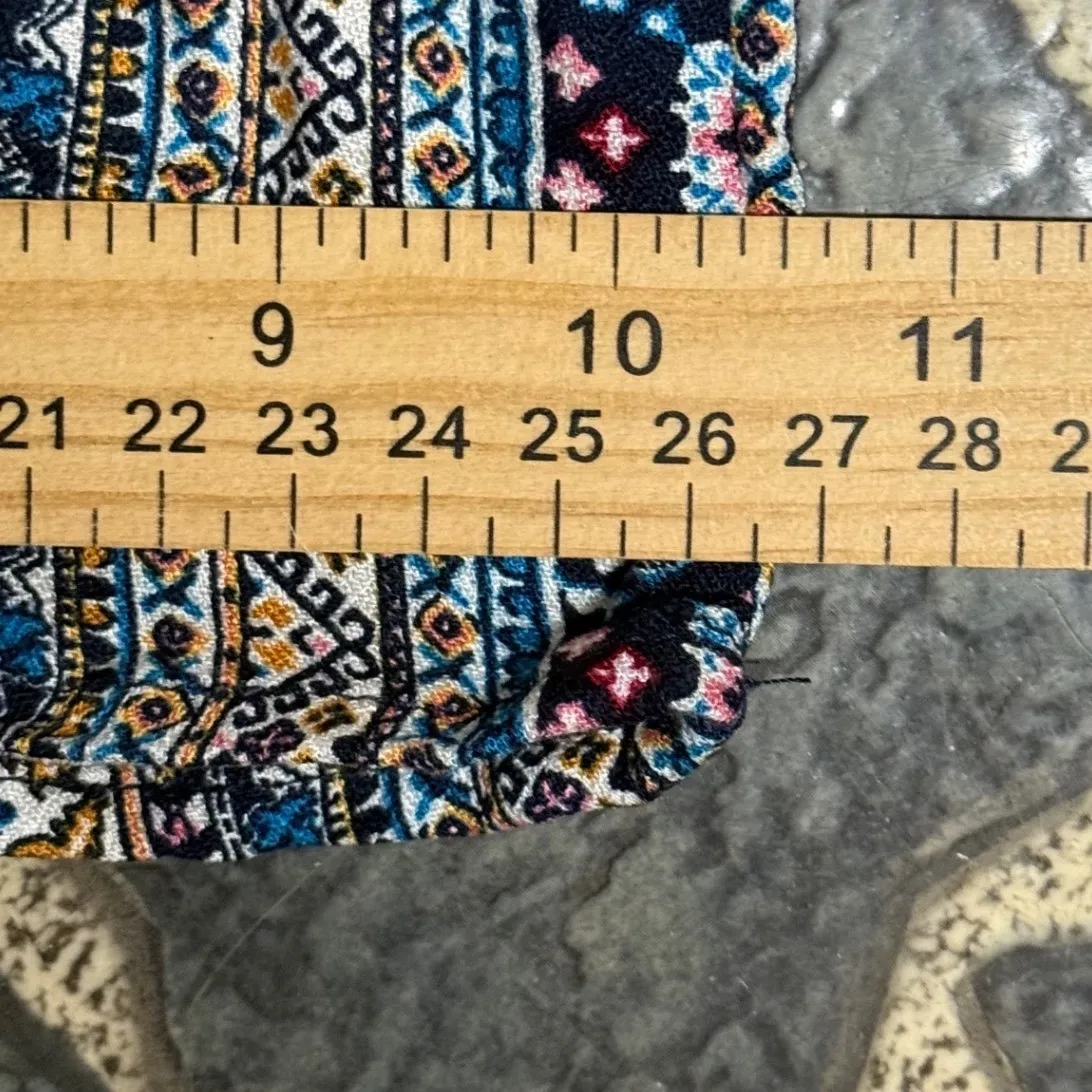 Pink Rose Vintage Boho Print Wide Leg Pants Women's Small Blue Elastic Waist - Image 7