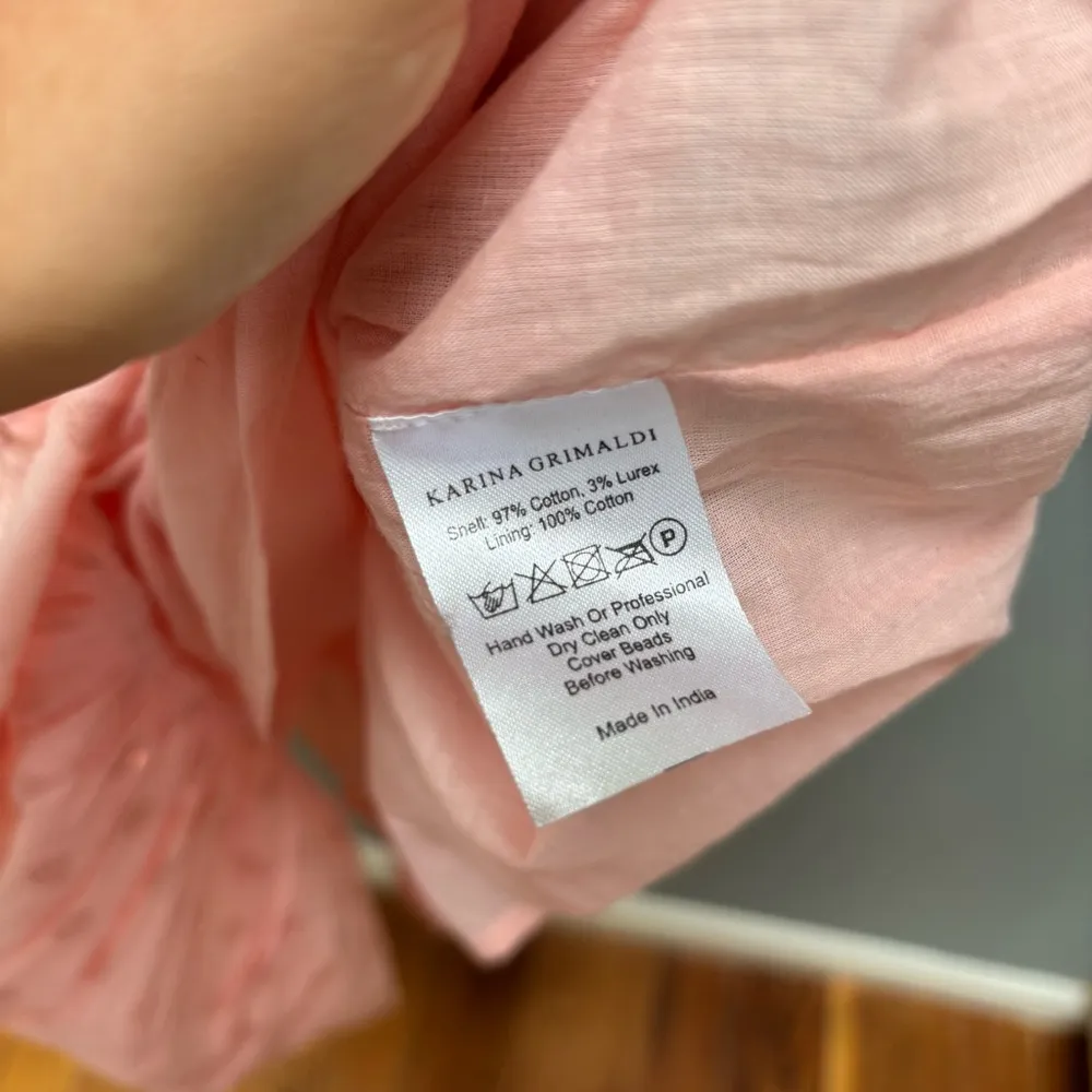 Karina Grimaldi Pauline Dot Midi Dress in Blush Pink One Shoulder XS - Image 10