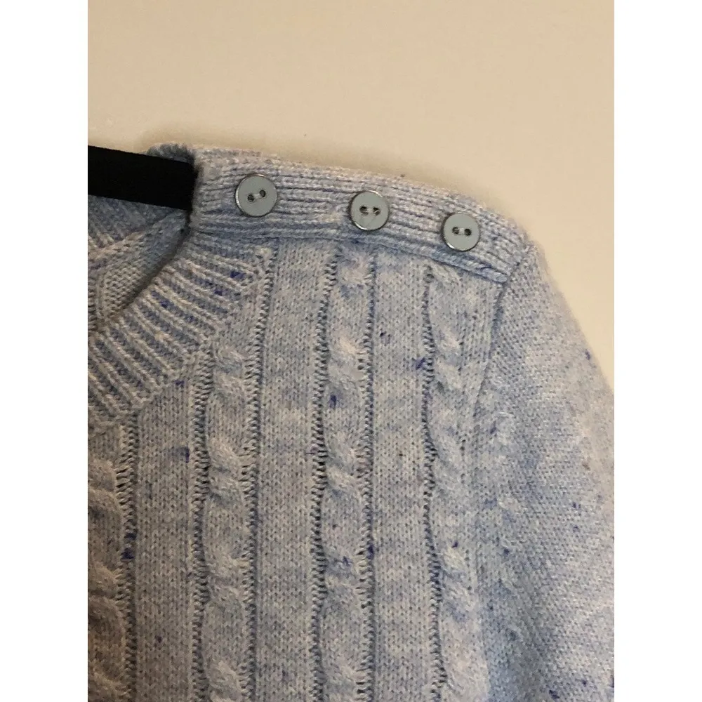 Talbots Size Small Cable Knot Sweater Cotton Blend Light Blue Pastel Spring - Image 7