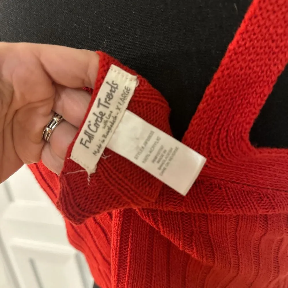 Y2K Red Cropped Knit Top XL - Image 4