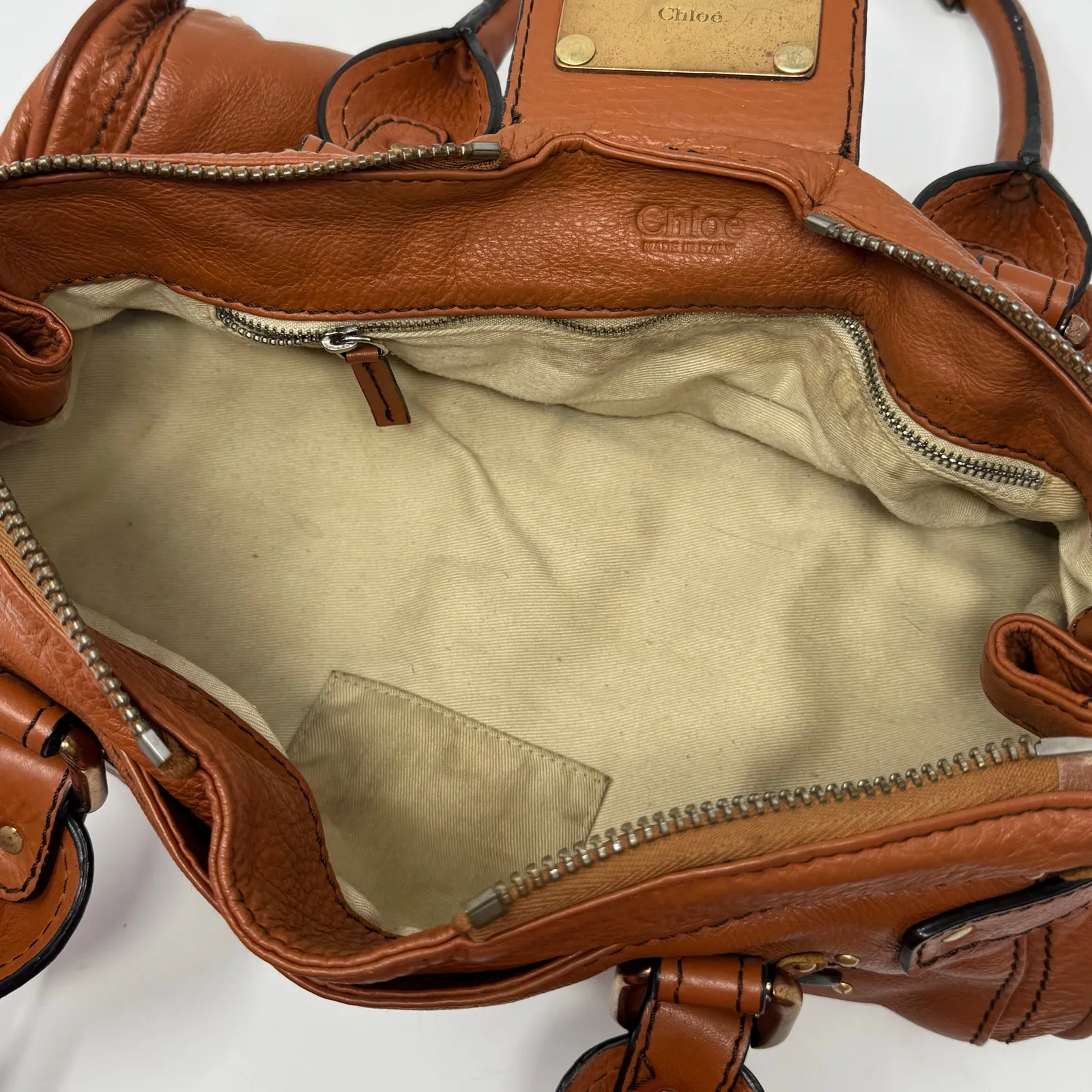 Chloe Paddington Brown Leather Satchel Bag with Padlock - Image 6