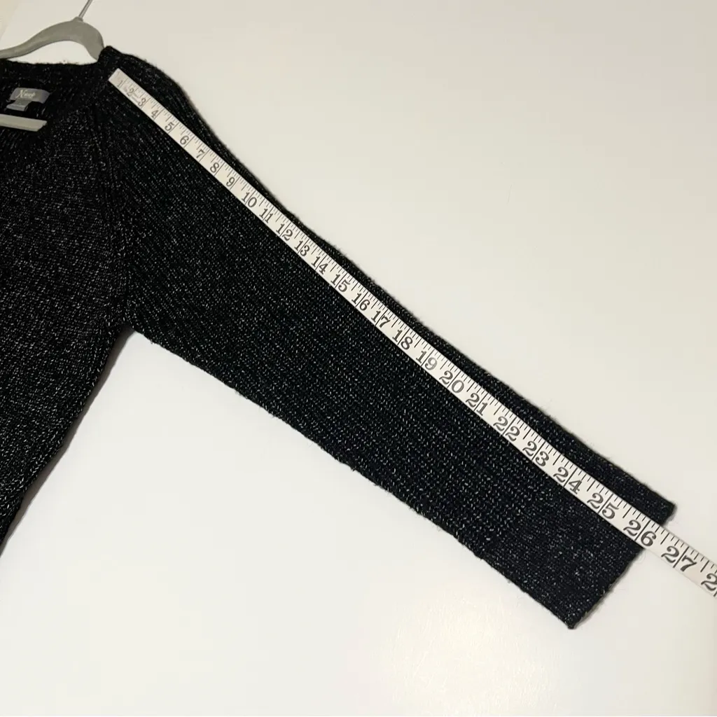 Natural Reflections Ribbed V-Neck Raglan Long-Sleeve Sweater, marled black sz XL - Image 5