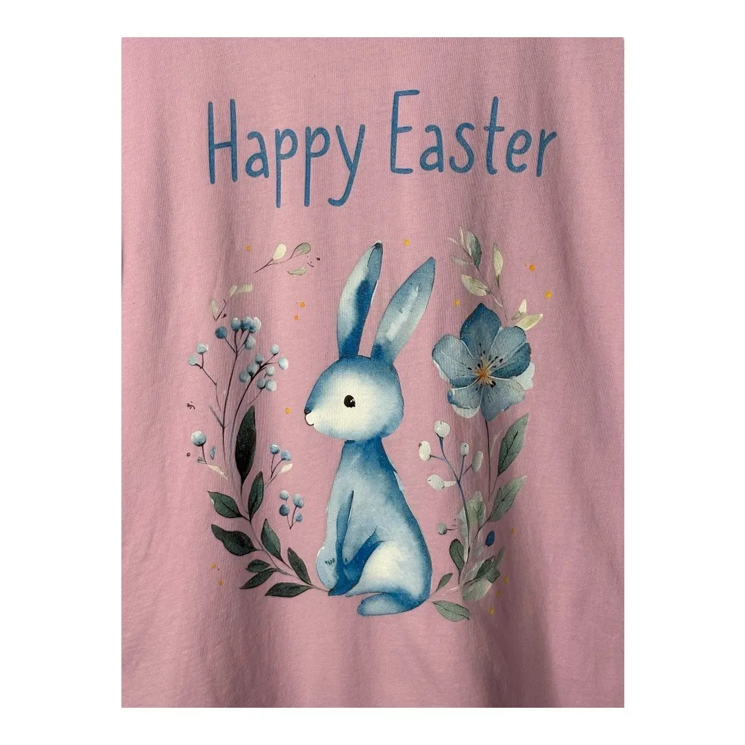 Happy Easter Bunny T Shirt Bella Canvas Women's XL‎ Short Sleeve Lilac Tee - Image 2