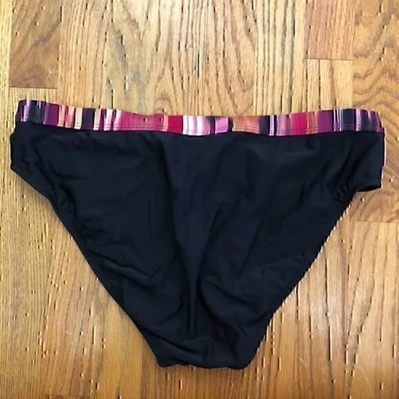 NEW NWOT 24TH OCEAN Black Pink Cream Multi Stripe Y2K Bikini Swimsuit Bottom XL - Image 9